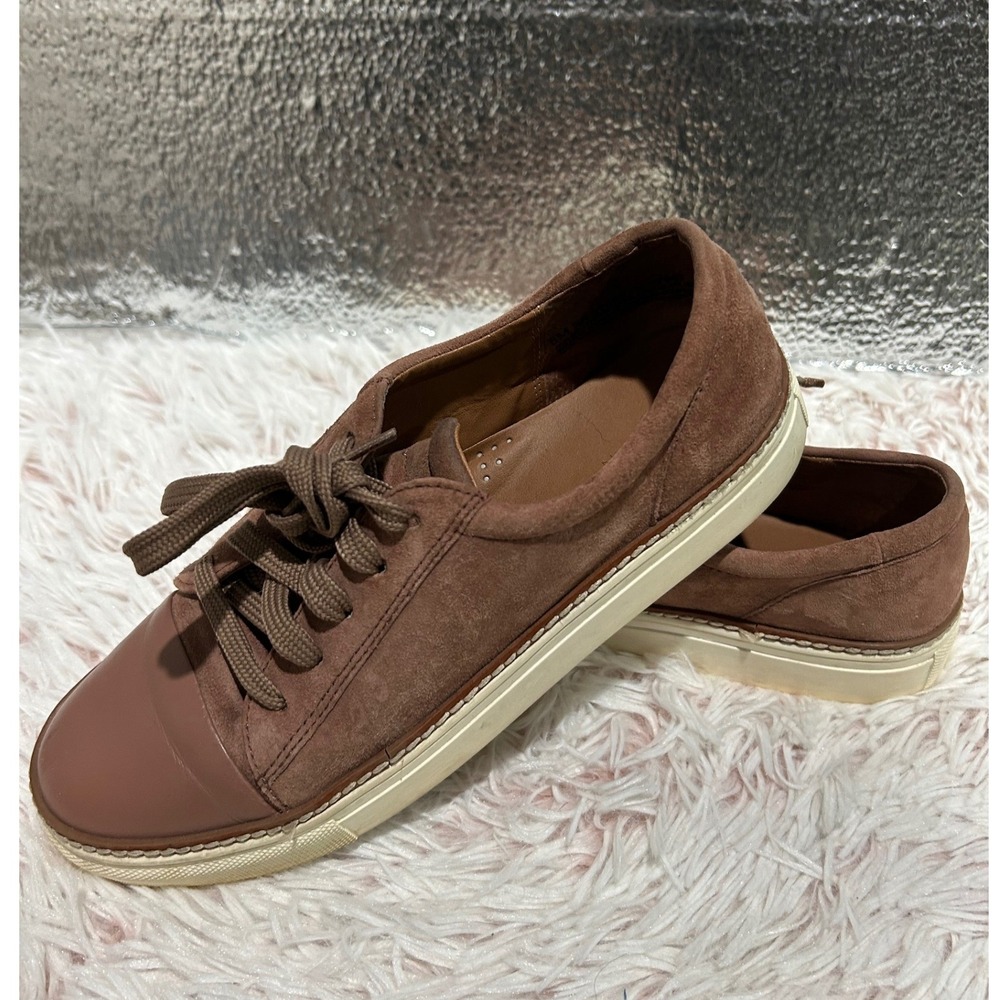 Caslon‎ Leather Cap Toe Suede Sneakers Womens 8 Brown Lace Up Neutral Earthy